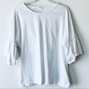 Beachlunchlounge  Bell Sleeve  White Cotton Top